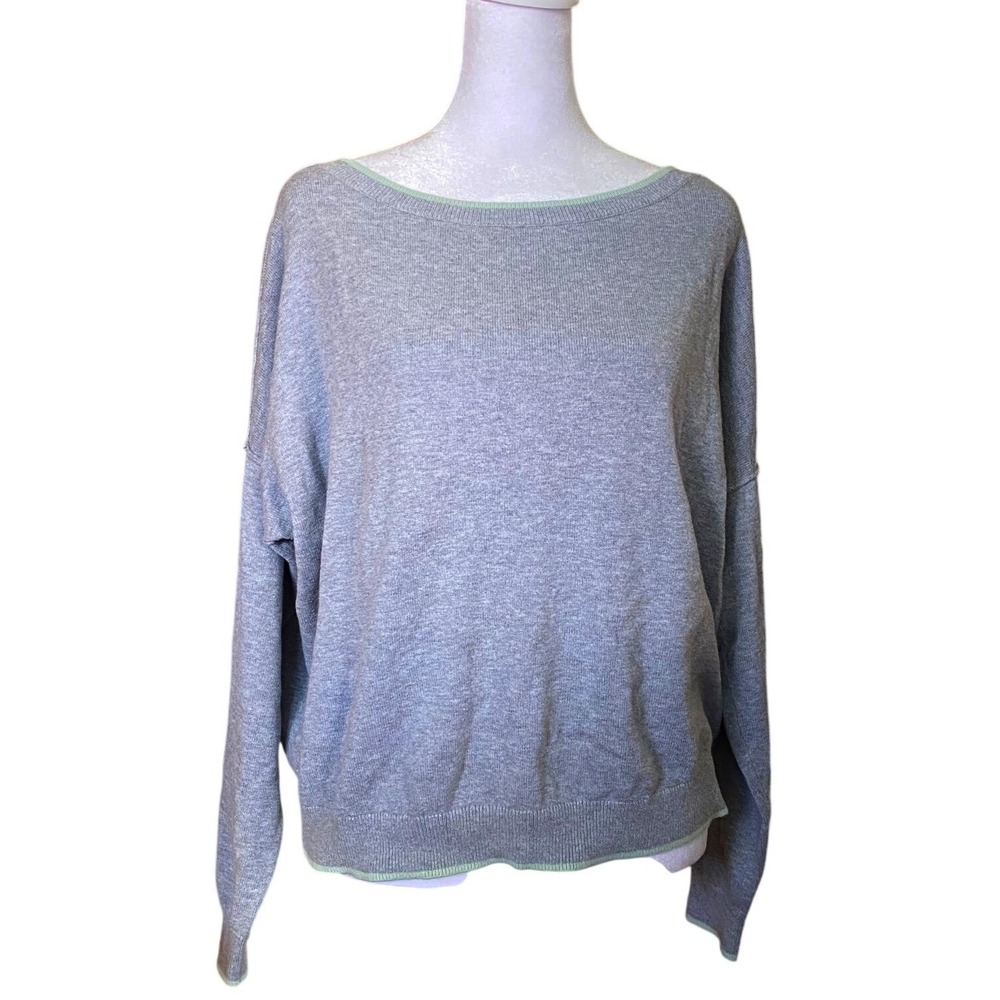 Victoria's Secret Cashmere Blend Embroidered Gray Boat Neck Sweater Small Lounge